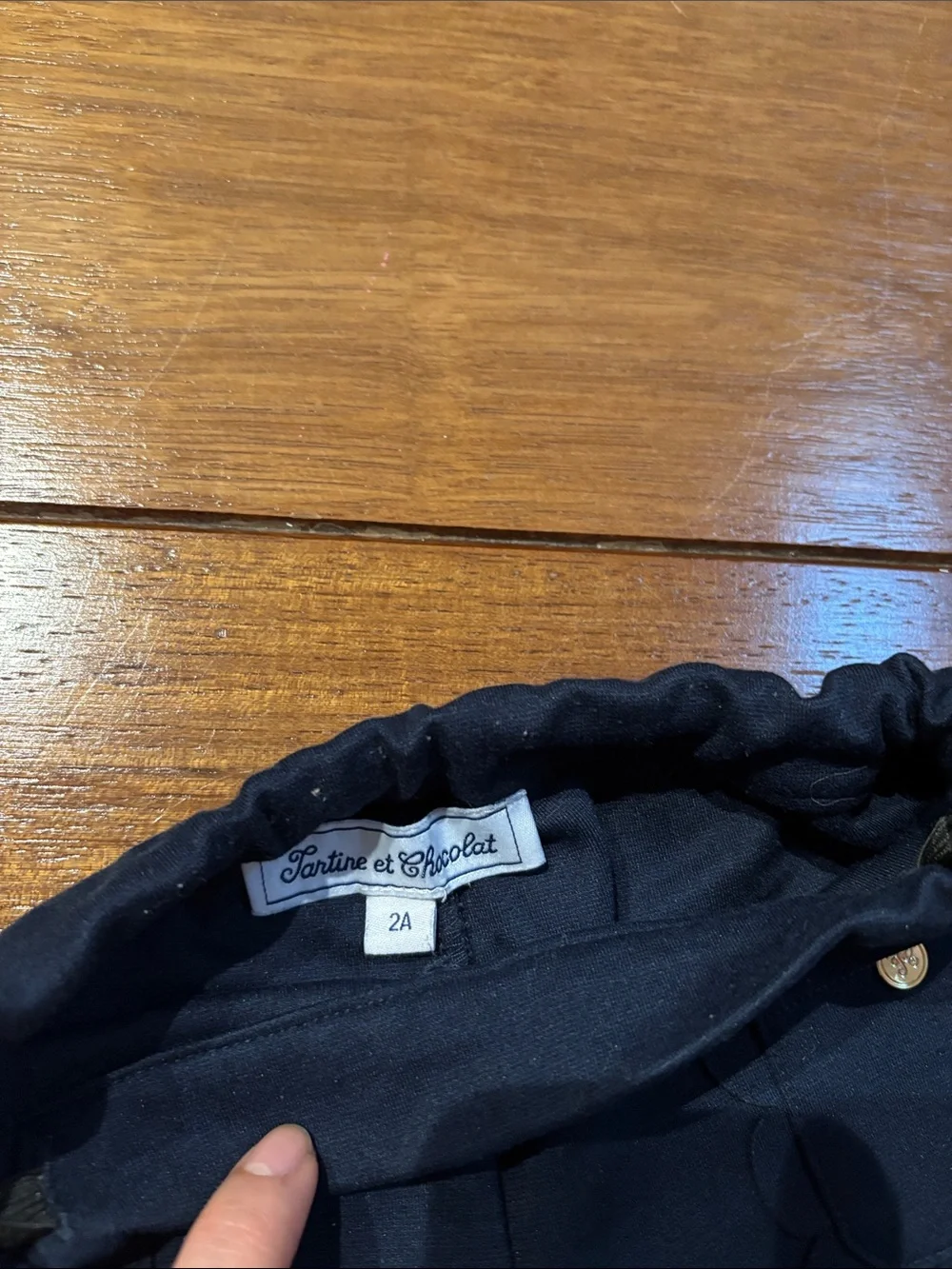 Girls Tartine et Chocolat Navy Scallop Pocket Knit Pants Sz 2